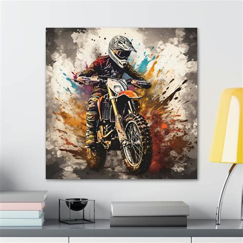 Abstract Dirt Bike Art: Gritty and Intense Wall Decor - Etsy