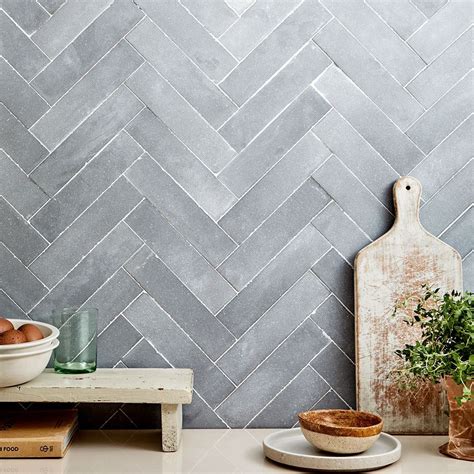 Shark Gray Herringbone Encaustic Cement Tile - Otto Tiles & Design