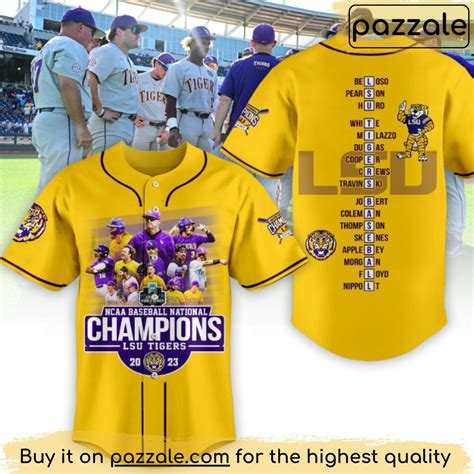 Yellow 2023 NCAA Baseball Geaux Tigers Lsu National Championships Baseball Jersey Birthday Ideas ...