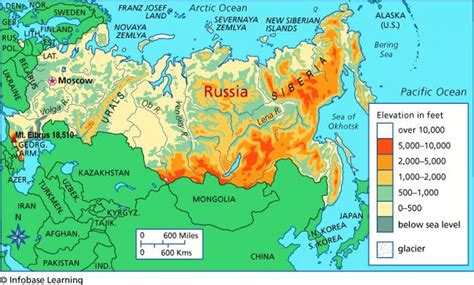 Russia elevation map - Elevation map of Russia (Eastern Europe - Europe)