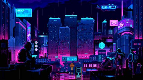 Download “Neon Pixel City - Illuminating the Design" Wallpaper | Wallpapers.com