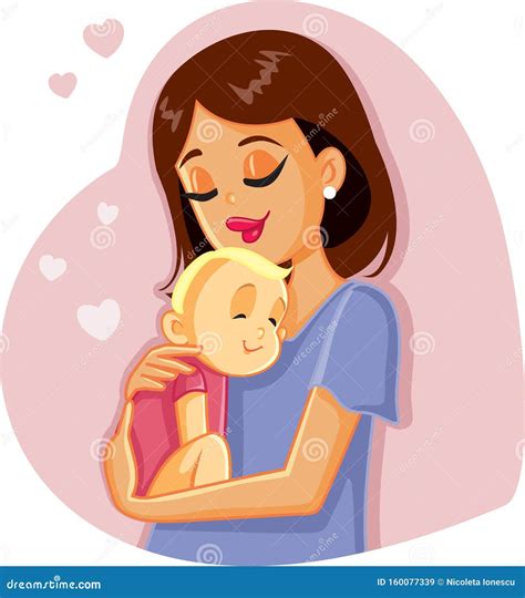 Loving Mother Holding Her Baby Vector Illustration Stock Vector - Illustration of cartoon, heart ...