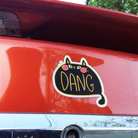 Dang Cat Vinyl Sticker Cute Fat Black Cat Decal Funny | Etsy