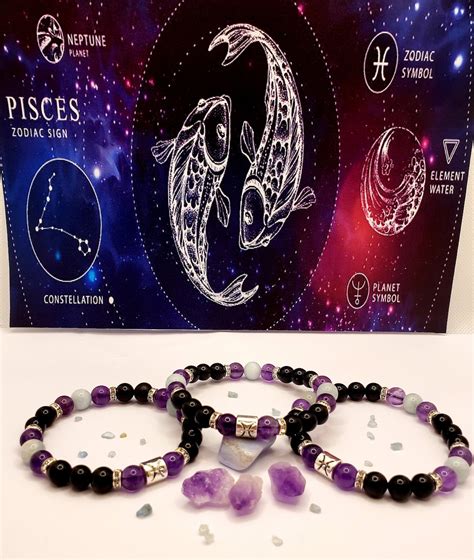 Gemstones for Pisces-Amethyst Aquamarine and Black Tourmaline | Etsy