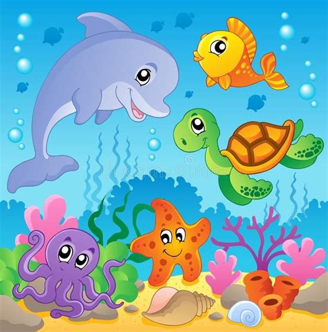 Image with Undersea Theme 2 Stock Vector - Illustration of happiness, dolphin: 23637640 ...