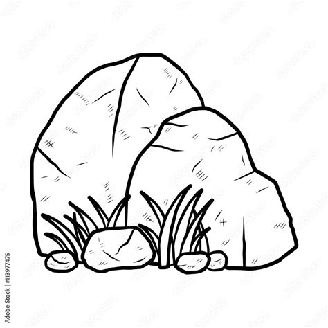 stone / cartoon vector and illustration, black and white, hand drawn, sketch style, isolated on ...