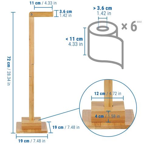 Ecooe Bamboo Freestanding Toilet Paper Holder Storage Roll holder Ideal for 5 toilet paper rolls ...