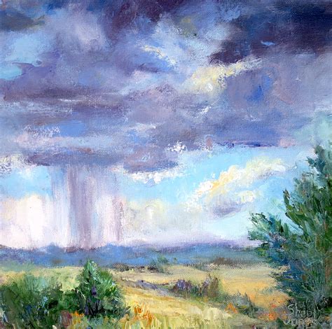 Daily Painters of Texas: Rain Clouds, Contemporary Landscape Painting by Sheri Jones