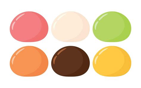 Mochi Daifuku Flavors Set Collection for Japanese Dessert Animated Cartoon Vector Illustration ...