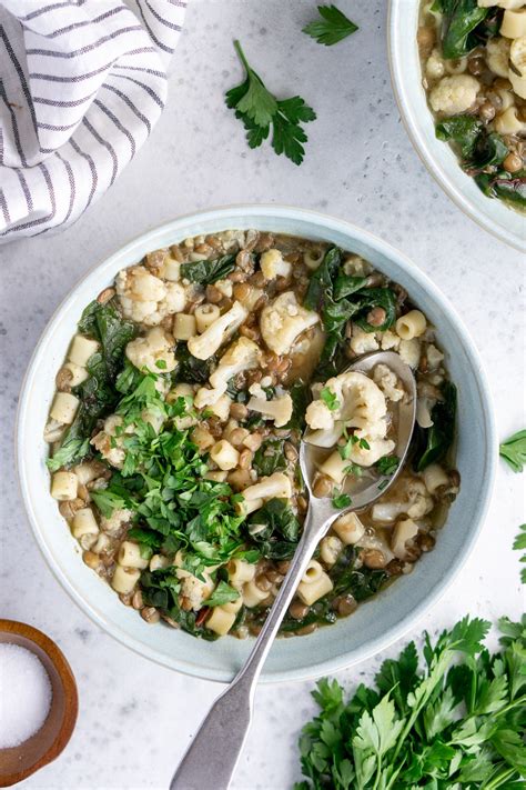 Swiss Chard Soup with Lentils and Cauliflower - Pina Bresciani