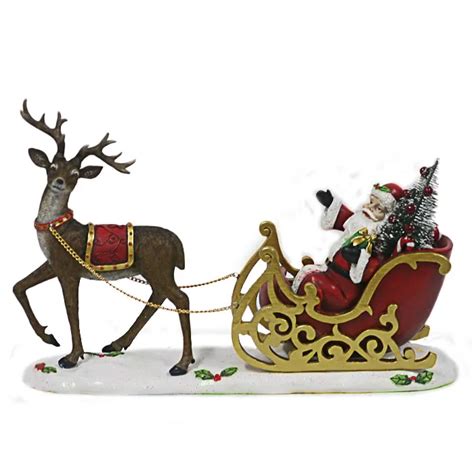 Polyresin Christmas Santa Reindeer Sleigh Decor - Buy Christmas Reindeer Decorations,Christmas ...