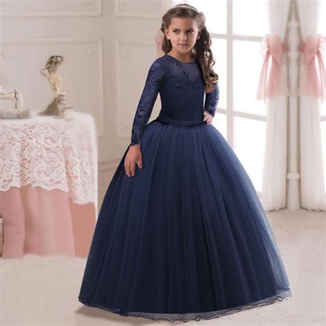 Big Size Kids Dress for Girls Wedding Tulle Lace Long Girl Dress Elegant Princess Party Pageant ...