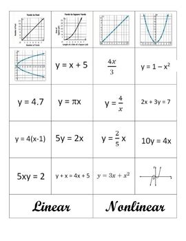 Linear Vs Nonlinear Worksheets