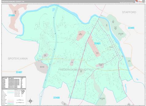 Fredericksburg County, VA Wall Map Premium Style by MarketMAPS - MapSales