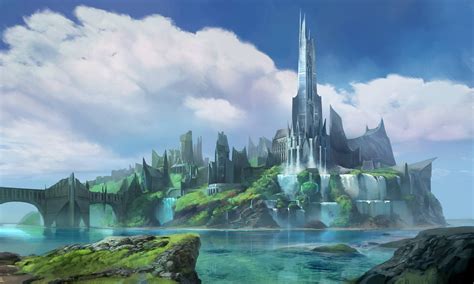 fantasy art, Concept art, Artwork, Lake, Architecture, Clouds, Buildings Wallpapers HD / Desktop ...