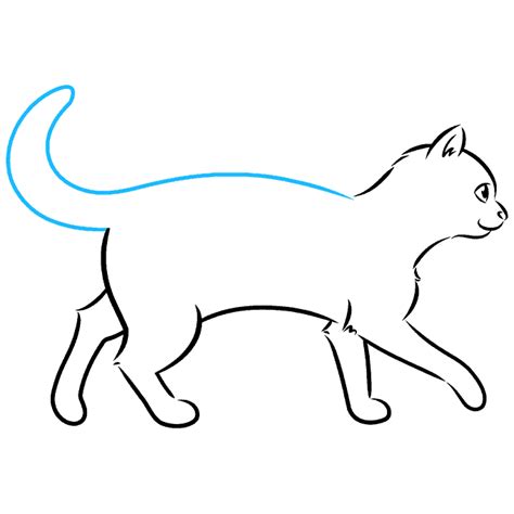 How to Draw a Walking Cat Outline - Really Easy Drawing Tutorial