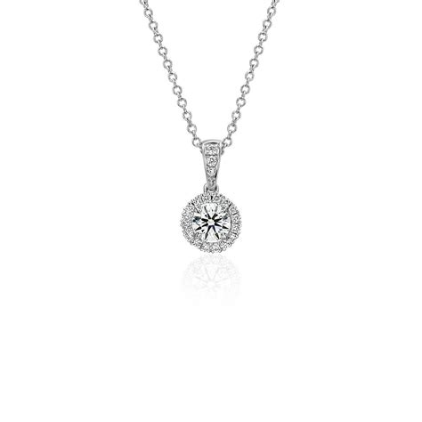 Halo Diamond Pendant in 18k White Gold (1/2 ct. tw.) | Blue Nile