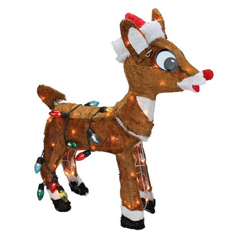 24" Lighted Rudolph with String Lights Christmas Outdoor Yard Decoration | Christmas Central