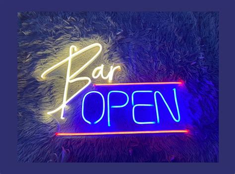 Bar Open Neon Sign Bar Open Led Light Led Light Sign for Man - Etsy