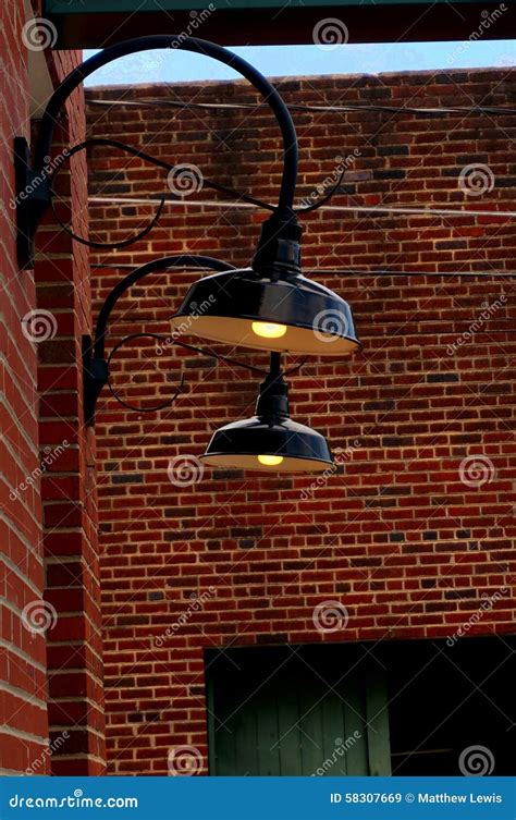 Brick Wall Lighting stock image. Image of wall, evening - 58307669