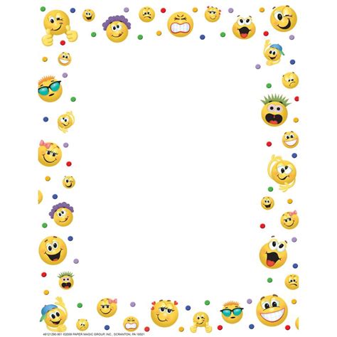 Emoticons Computer Theme Paper | Eureka School | Molduras criativas, Molduras decoradas ...