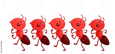 Mascot Ants Marching Forward Illustration Stock Vector | Adobe Stock