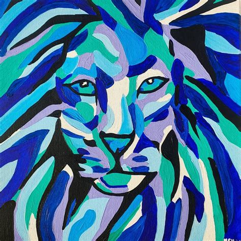 BLUE LION Painting by Maria Sabrina Viviani | Saatchi Art