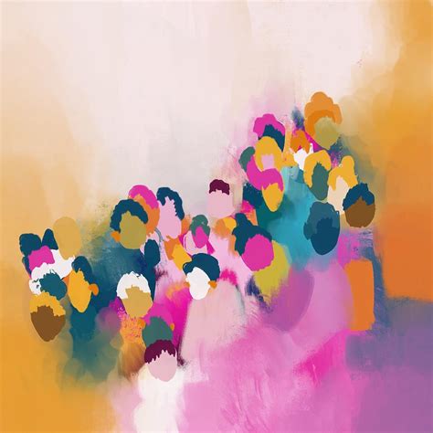 Colourful people- abstract art-orange, pink Painting by Urvashi Patel ...