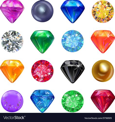 Colored gems game interface set Royalty Free Vector Image