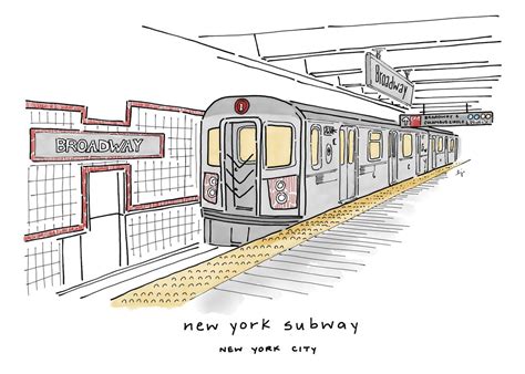 New York Subway Art Print Manhattan Painting New York Art Broadway ...