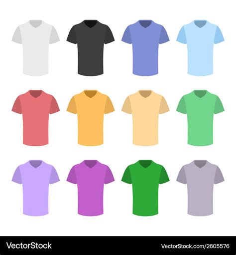 Plain t-shirt color template set in flat design Vector Image