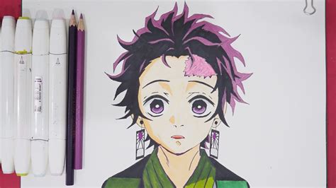 How To Draw Tanjiro From Demon Slayer - Drawing Anime Characters - YouTube