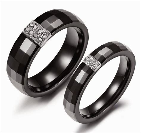 Black Wedding Ring Sets His and Hers Model