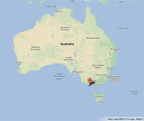 Twelve Apostles on Map of Australia