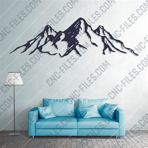 Mountains wall art Vector Design files - DXF SVG EPS AI CDR - CNC FILES - Free DXF file ...