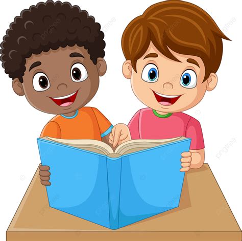 Happy Little Children Reading A Book, Room, Read, Happy PNG and Vector with Transparent ...