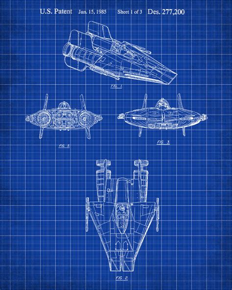 A-Wing Blueprint Poster Patent Print Star Wars Spaceship – GalleryThane