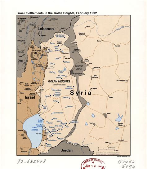 Large detailed map of the Israeli Settlements in the Golan Heights - 1992 | Syria | Asia ...