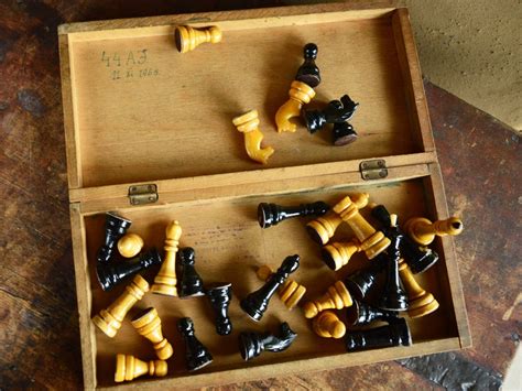 Russian Chess Set Wooden Large Chess Set Vintage | Etsy