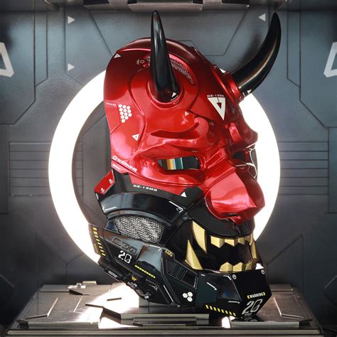 Handcrafted Cyberpunk oni mask Red - Limited Stock Available| CYBER TECHWEAR®