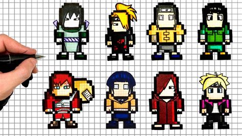 COMMENT DESSINER LES PERSO NARUTO EN PIXEL ART ! PARTIE 2 - YouTube