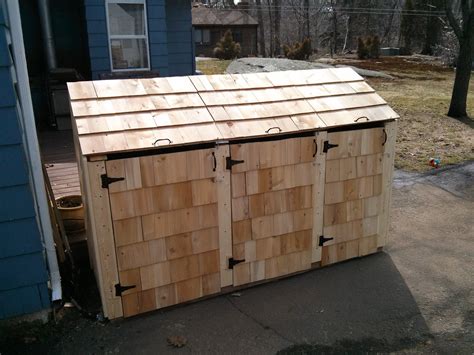 garden shed for trash and mower | Outdoor Garbage Shed Garbage Can Shed ...