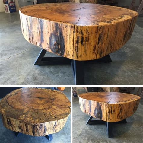 Stump Coffee Table on Wheels Kansas City Green Clean Designs