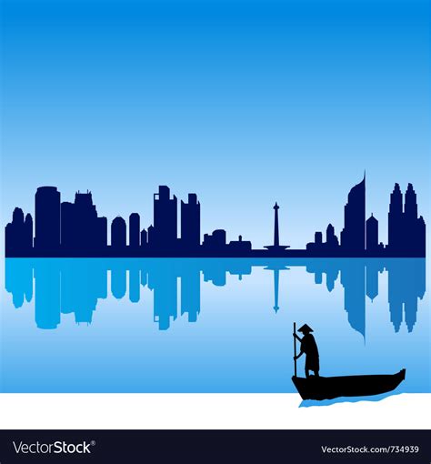 Jakarta silhouette skyline Royalty Free Vector Image