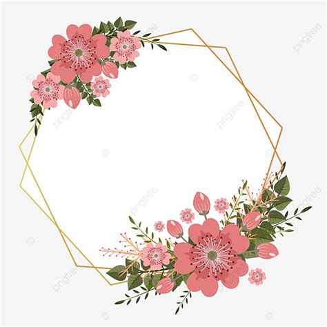 Bingkai Bunga Dengan Bunga Sakura Dan Daun, Bingkai Bunga, Bunga Sakura, Mekar Clipart PNG dan ...