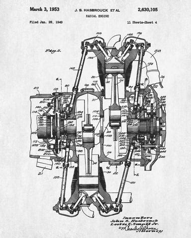 Radial Engine Patent Print Aviation Blueprint Art Poster – GalleryThane