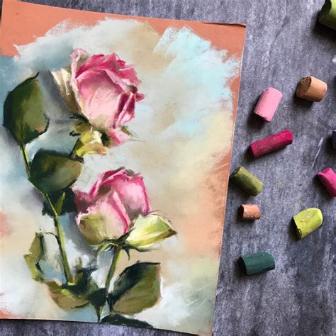 Original drawing of pink roses by soft pastels on Pastelmat paper Roses drawing Chalk Pastel Art ...