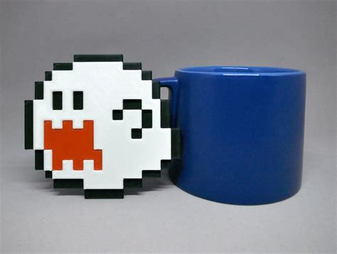 Super Mario Pixel Art Coaster Ghost/Geist Boo 3D | Etsy