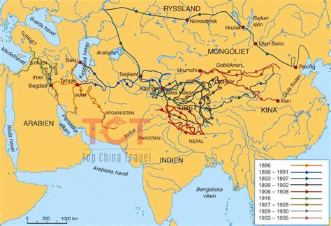 Ancient China silk road map - Map of the silk road in ancient China (Eastern Asia - Asia)