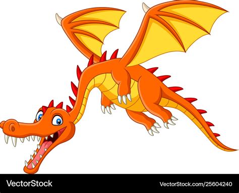 Cartoon dragon flying on white background Vector Image